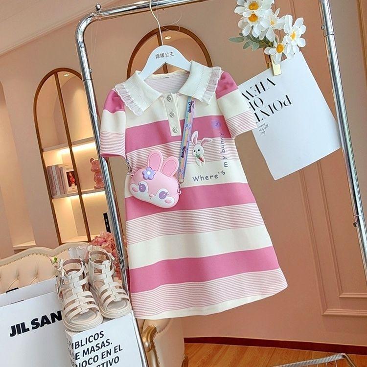  Váy mùa hè cho bé gái 15-55 kg 2023 công chúa polo phong cách nước ngoài mới cho bé gái Váy mùa hè thời trang cho trẻ em 
