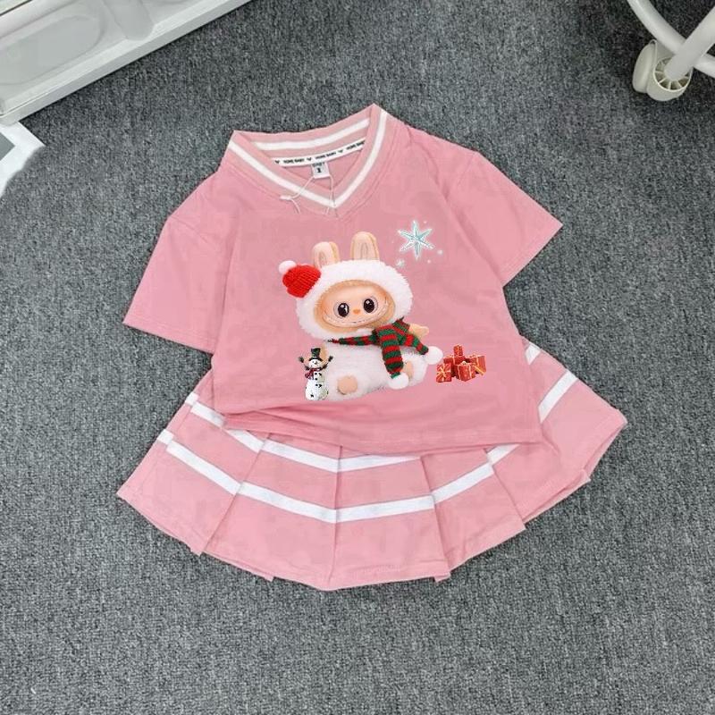 Set váy labubu chân váy xếp ly có LÓT QUẦN, chất cotton đẹp dành cho bé gái từ 9-44kg vay cho be gai quanao treem Vải Cotton set  váy