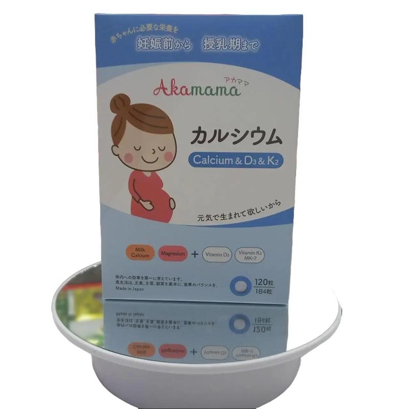  Viên uống bổ sung Canxi &D3&K2 cho bà bầu Akamama - Nhật Bản - 120 viên Vitamin Men Vi Sinh vitamin tổnghợp girl vitamins girl calcium  d3 canxid3 vienuong Vitamin D3 calicium vitamind bau hữu cơ 