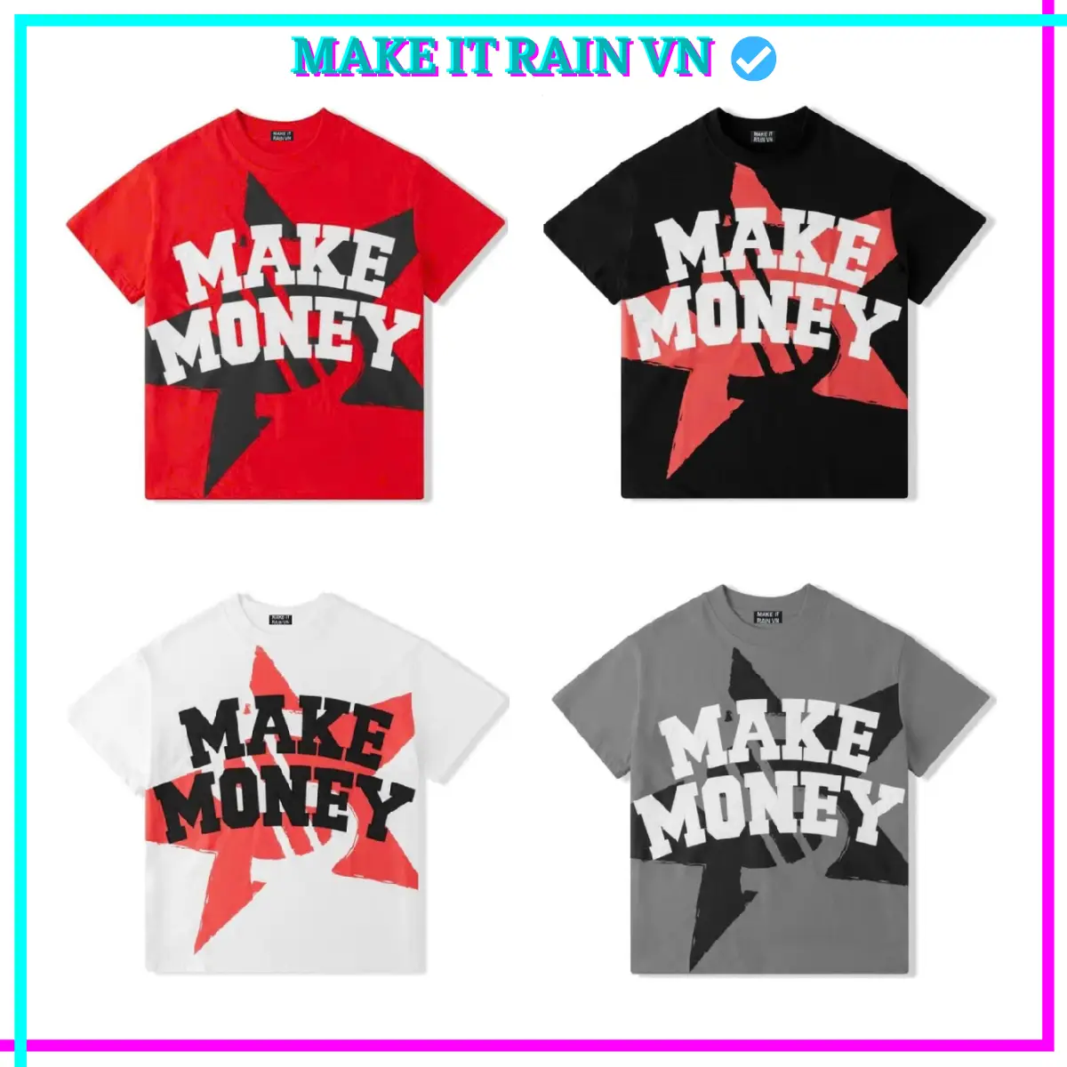 [MUA 3 GlẢM 10K TẶNG THÊM MÓC KHÓA, MUA 2 GlẢM 5K] Áo Thun Nam Nữ MONEY Make It Rain, Áo Phông Unisex Form Rộng Top Menwear Cổ Tròn Sò