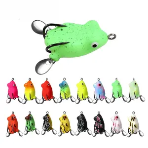 Soft Frog Umpan Pancing Ikan Toman Gabus Double Plat dan Double Hook Thunder Frog 4cm 3.3g Floating Water Lure 16 Warna Variasi