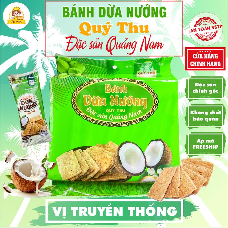 COMBO 4 Bịch Bánh Dừa Nướng Quý Thu 120G - Đặc Sản Quảng Nam - Loại Đặc Biệt Thơm Giòn Ăn Vặt, Làm Quà (Được Chứng Nhận OCOP 5 Sao)