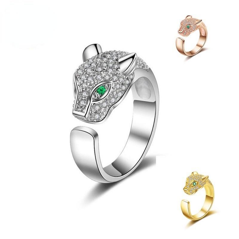 Product Introduction of (With Gra Certificate)18K Jinba Leopard Head Ring Luxury Moissanite White Diamond Ring S925 Silver Accessories Couple Ring 19