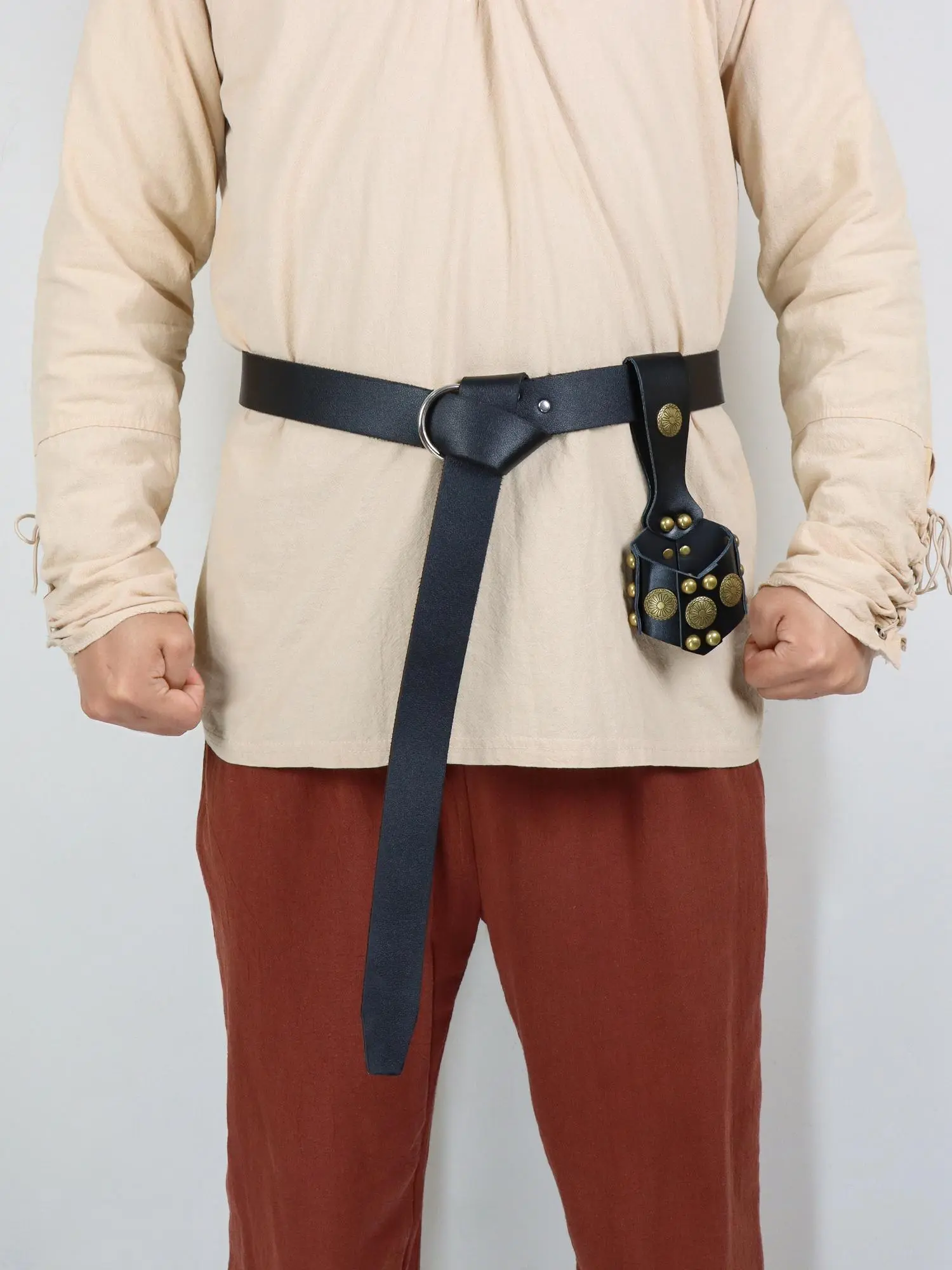 Men's Medieval Knight Belt & Scabbard, PU Leather Belt & Scabbard, Renaissance Viking Fair LARP Costume Accessories, Role Play Props
