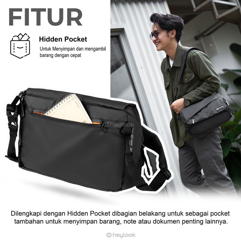 Product Introduction of HEYLOOK Official - Tas Selempang Pria VOLTA Sling Bag Cowok Waist Bag Water Resist Shoulder Bag Tas Slempang Laptop Anti Air Messenger Bag Terbaru Slingbag Waistbag 3