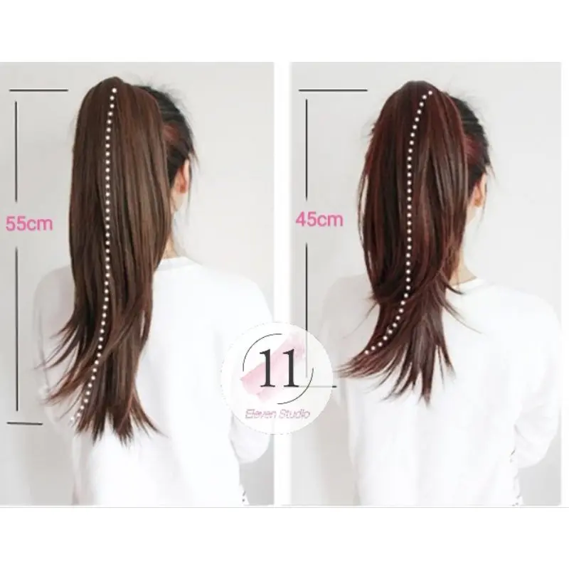 Hair Clip Ponytail Tali Lurus Natural 45cm/55cm Black Brown Coklat 2