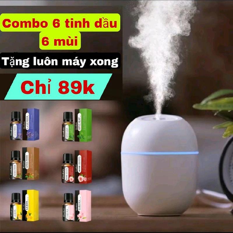 Combo 6 tinh dầu xông phòng 6 mùi tặng kèm 1 máy xông mini máy phun sương…