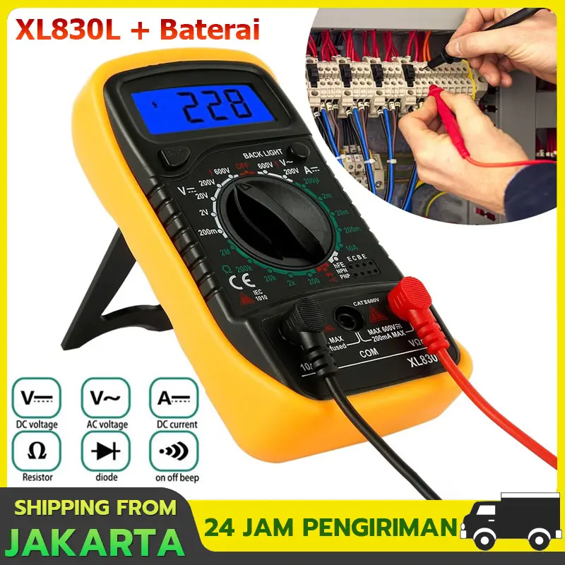 Multimeter Digital Paket Lengkap Dan Murah ASLI ADA BUZZERNYA MULTITESTER DIGITAL / MULTIMETER  Multitester LCD besar-  Digital Multimeter  Transistor Buzzer Original 0