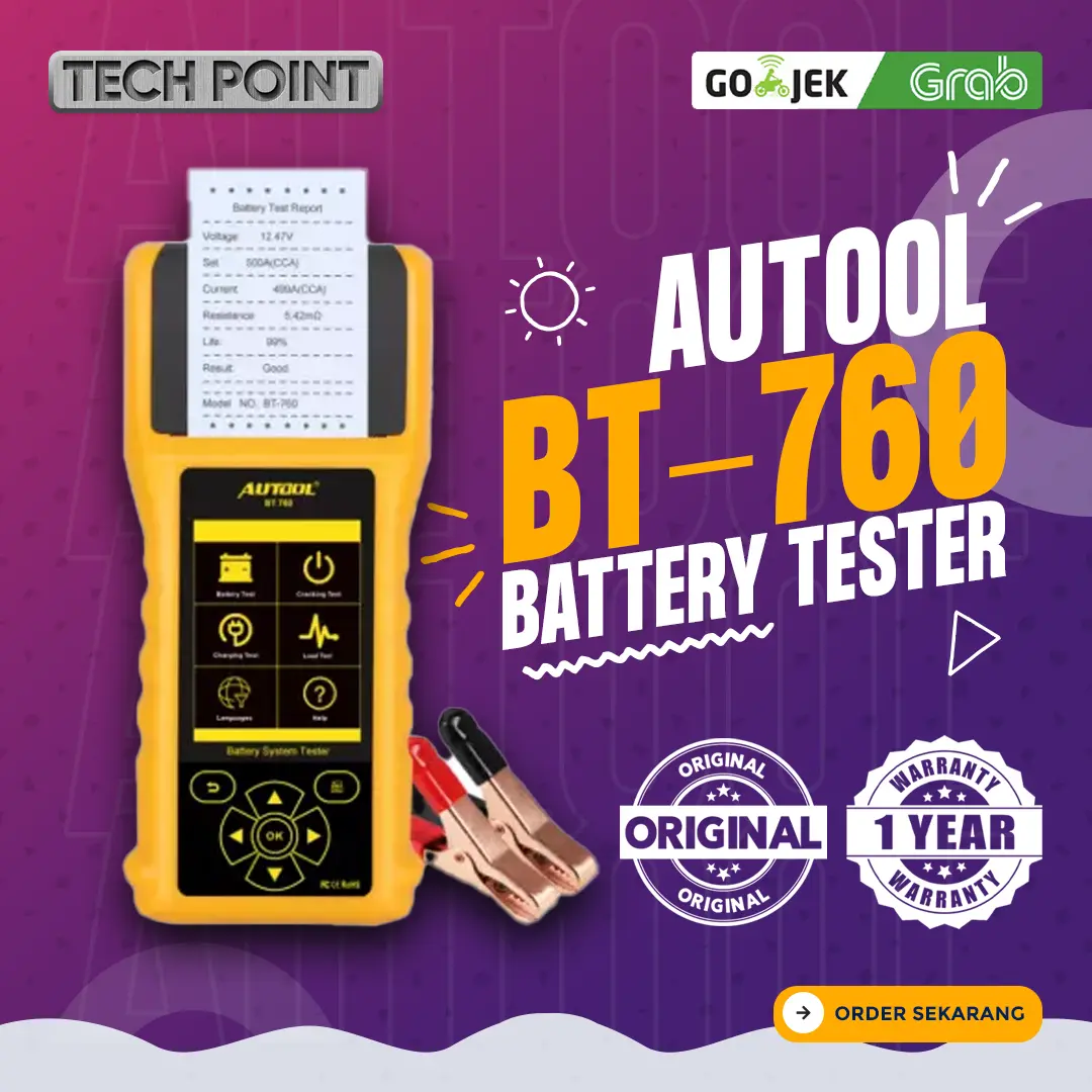 Autool BT760 6-30V Alat Tes Aki Multifungsi Dengan Thermal Printer