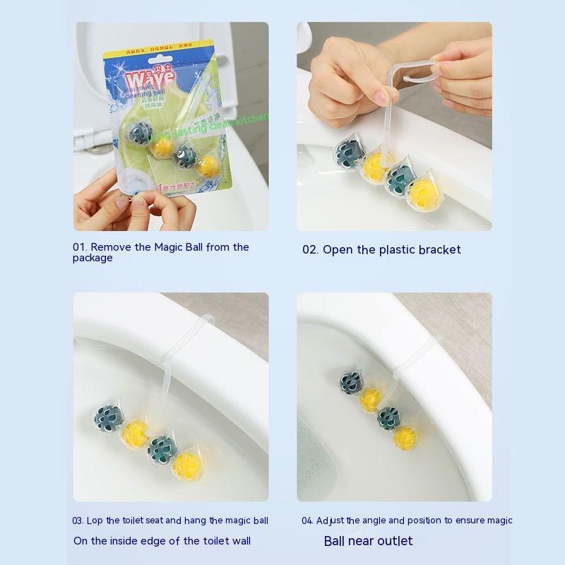 Product Introduction of Hanging Toilet Cleaning Ball Automatic Toilet Cleaner 4 in 1 Bowl Toilet Sterilizer Remove Odor Air Freshener Toilet Aromatherapy Fragrance Deodorization Toilet Cleaning Bead toiletgel 44