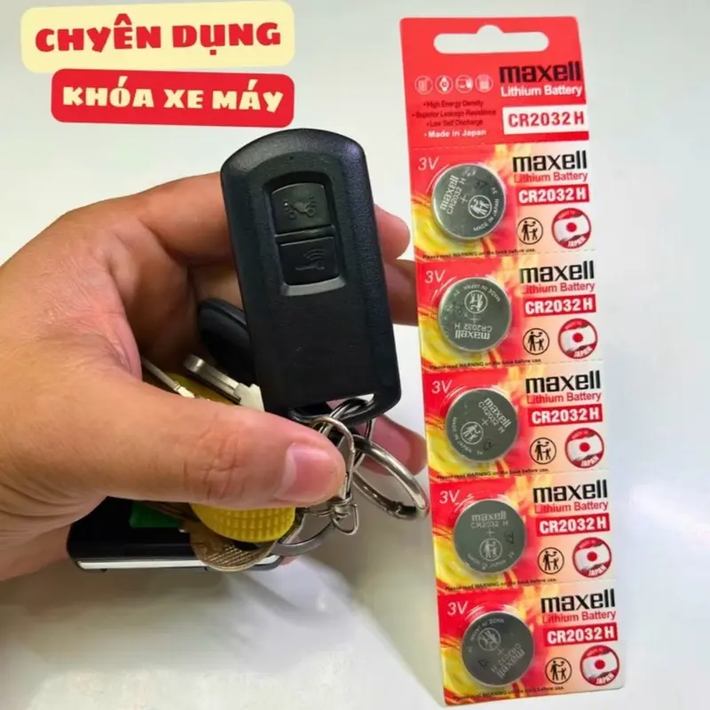￼Pin CR2032H Chính Hãng Maxell Lithium 3v - Pin Remote Smartkey Ô tô Xe Máy Đồng Hồ Thiết Bị Các Loại (1 vỉ 5 viên) 1