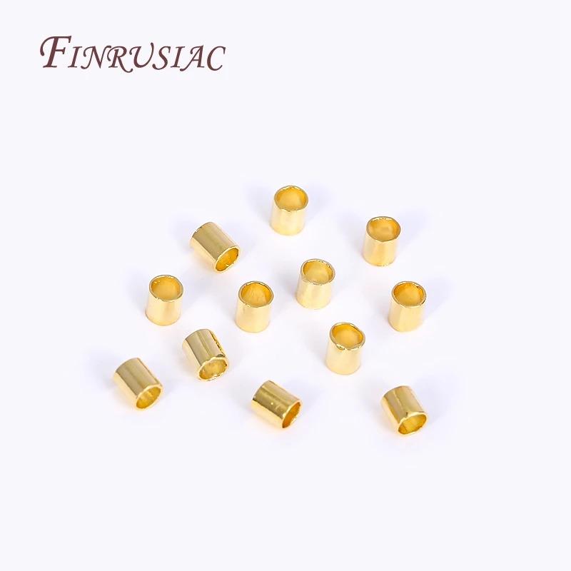 Product Introduction of High Quality Cylindrical Tube Crimp End Bead For Jewellery Making Supplies Wholesale 14K/18K Gold Plated 2mm Tube Crimp Beads 14