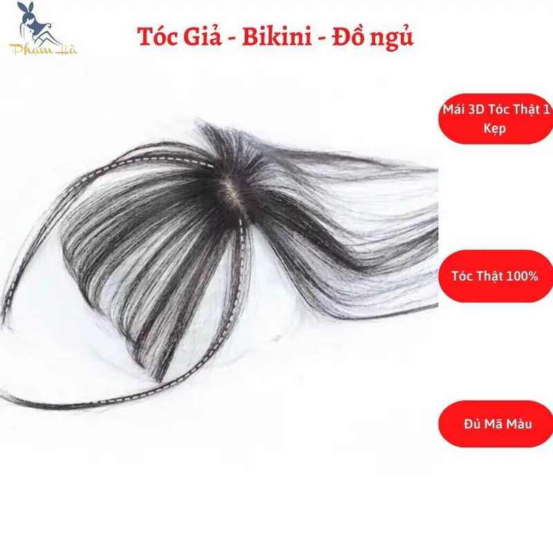 {Giảm 50k} Mái 3D Tóc Thật Dệt Tay , Tóc Mái Hàn Quốc Che Bạc , Mái Siêu Cấp Tóc Phạm Phạm Hà 2