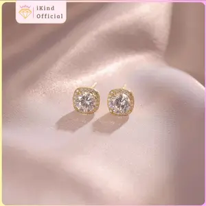 COD Anting Stud Tusuk Wanita Korea Premium Titanium Anti Karat Model Mutiara Berlian Emas