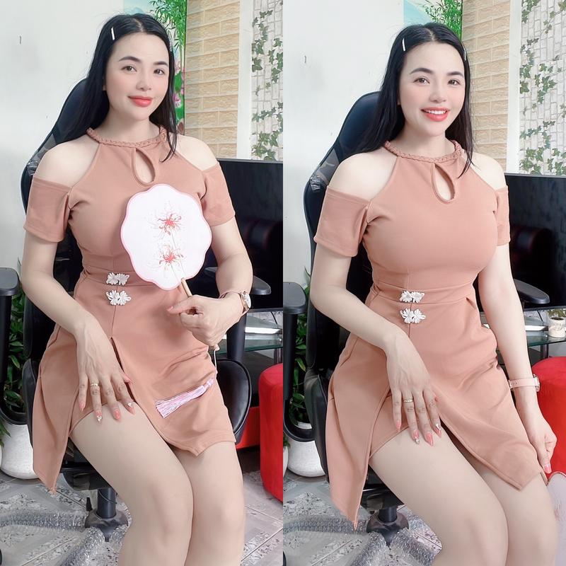 SÉT ĐẦM KÈM QUẦN XINH XẮN.AC55 Nữ Women Thun Áo Kem Cotton Top Voi Nhung 6