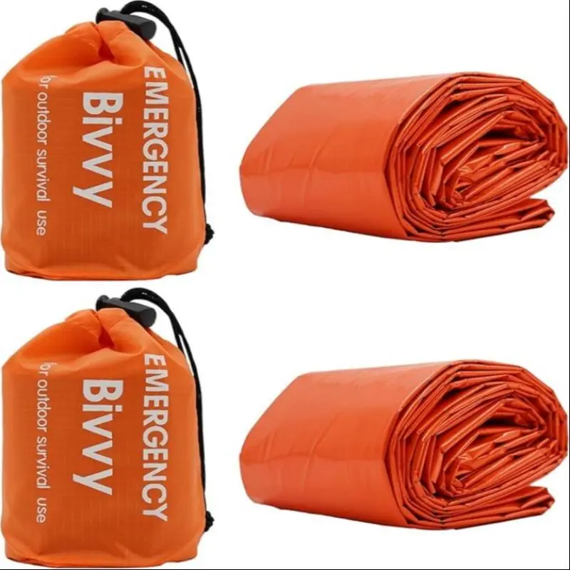 Emergency Sleeping Bag, 2 Counts/set Survival Sleeping Bag, Camping Bag, Emergency Blanket, Survival Sleeping Bag for Camping & Outdoor Hiking