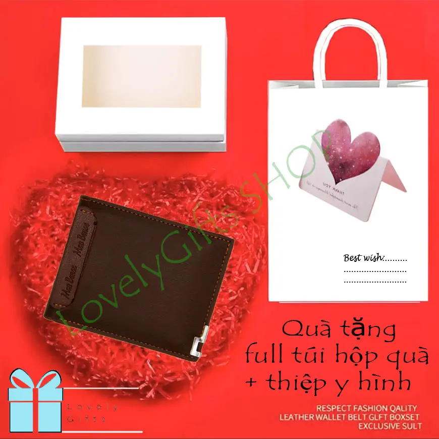 Ví da nam có khóa kéo - Quà noel/ Quà giáng sinh cho người yêu/ Set quà tặng Noel/Quà tặng lưu niệm/Quà tặng sinh nhật cho nam giới/ Quà valentine - FULL TÚI HỘP Y HÌNH + THIỆP