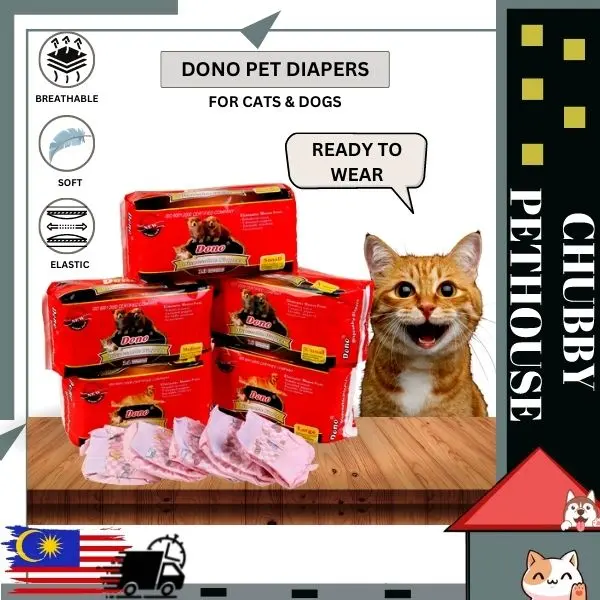 [DONO] Pet Diapers Cat Dog Disposable Diapers MALE FEMALE Wrap Pampers Manner Belt Pee Kencing Lamping Pet