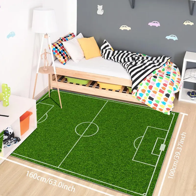 Cartoon Soccer Field Pattern Area Rug, 1 Count Non-slip Soft Floor Mat, Rectangle Decorative Carpet for Home Living Room Bedroom, Home Decor 5