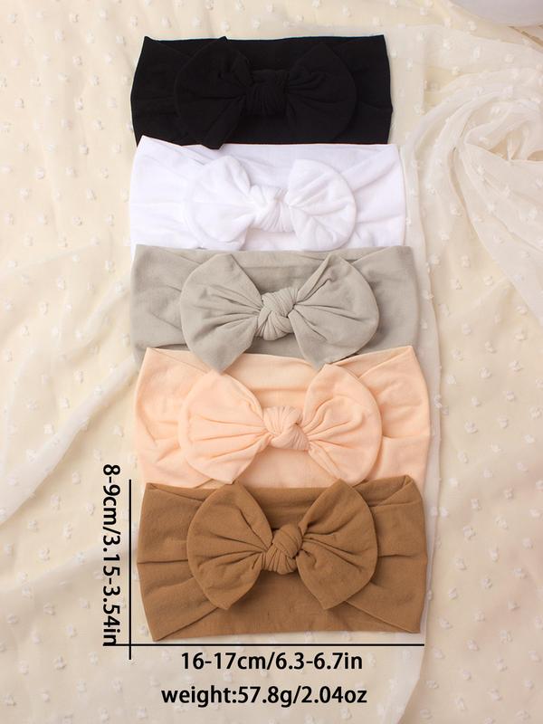Baby's Solid Bow Decor Hair Band, Cute Plain Bowknot Design Hair Band, Newborn Infant Baby Hair Accessories 2