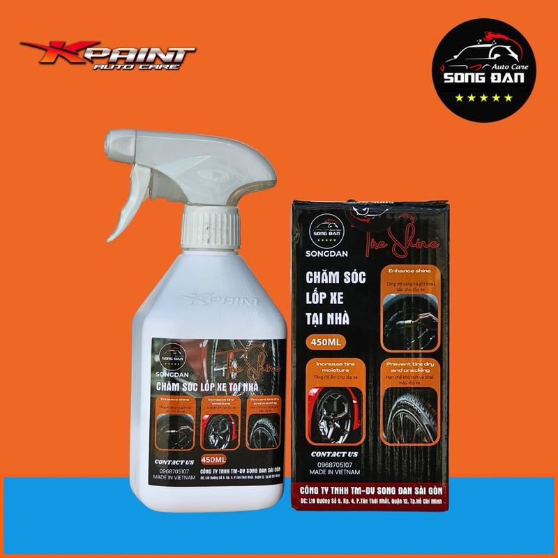 Dưỡng Lốp Ô Tô Song Đan Tireshine 450Ml - Dưỡng Đen, Cấp Ẩm, Chống Chai & Nứt - Tặng Mút phục  hồi nhựa nhám