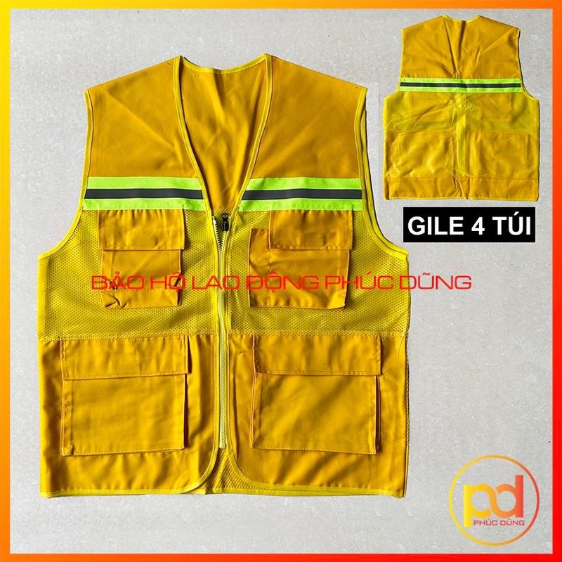 Áo gile kĩ sư công trình nam, áo gile bảo hộ phản quang khoác ngoài, 4 túi hộp tiện lợi thoáng mát thời trang 1