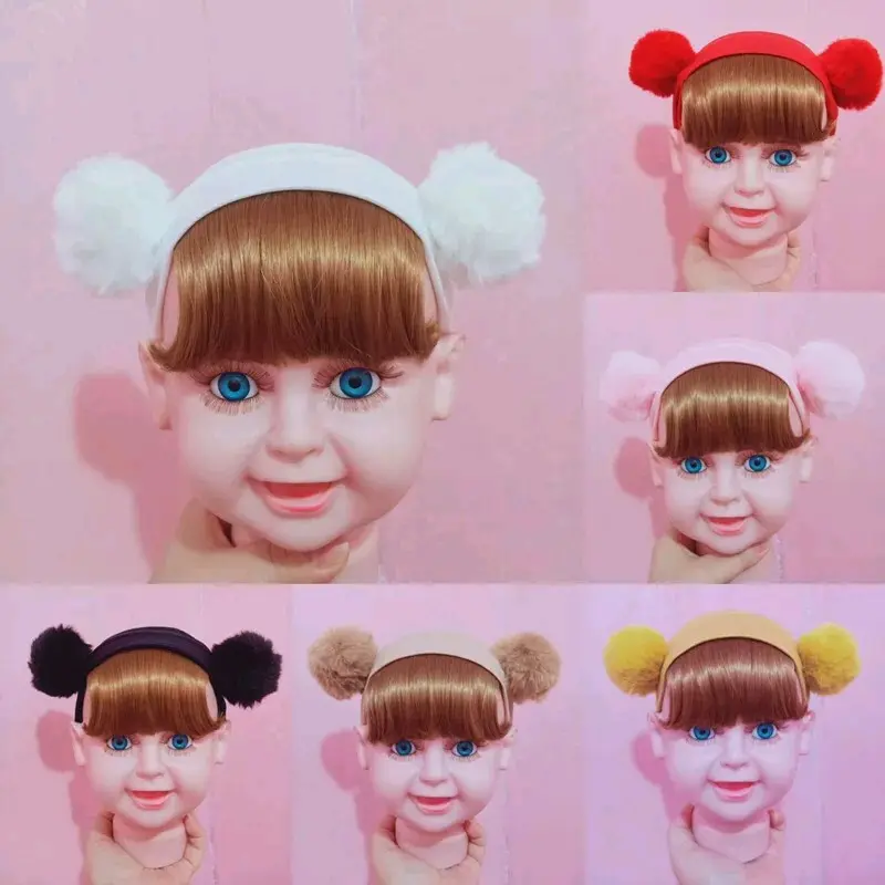 BANDANA BAYI WIG PONI PIRANG POMPOM / BANDANA BANDO ANAK RAMBUT PONI 03-2TH 1
