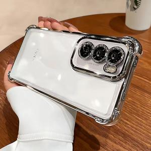 Plating Transparent Casing for Oppo Reno 12 11 10 9 8 7 6 5 Pro Case A57 A58 Case Classy Aesthetic Cover Shockproof Protective Soft Silicone Case Four Corner Drop Protection with Lens Protector Cellphone Phonecase