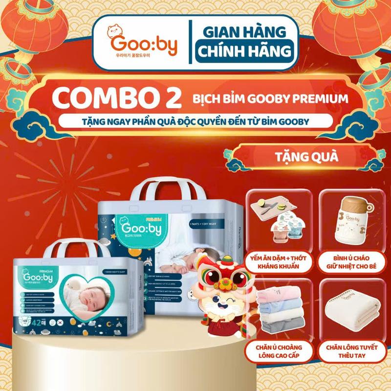 COMBO 2 BỊCH Bỉm Gooby đêm Premium đủ size cho bé