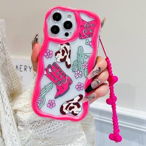 Funda para celular con patrón de cactus lindo y cordón, cubierta protectora antigolpes, accesorios de moda para celular compatibles con iPhone 11 12 13 14 15 16 Pro Max