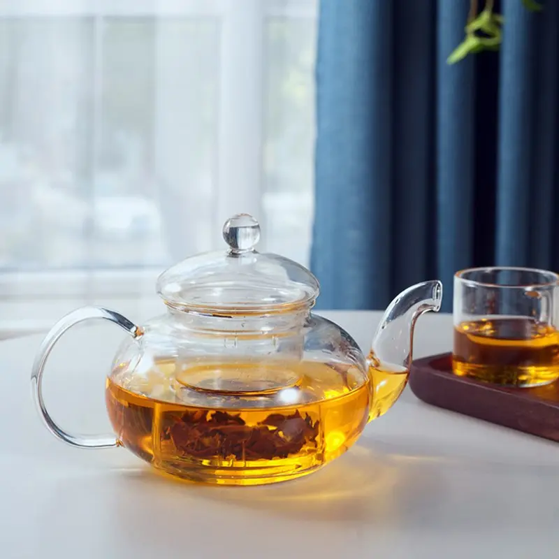 Bình trà thủy tinh, chịu nhiệt, với máy phát, thích hợp cho lá trà, thảo mộc và cà phê, bộ trà, chai Thực Dụng cốc trà hoa 7