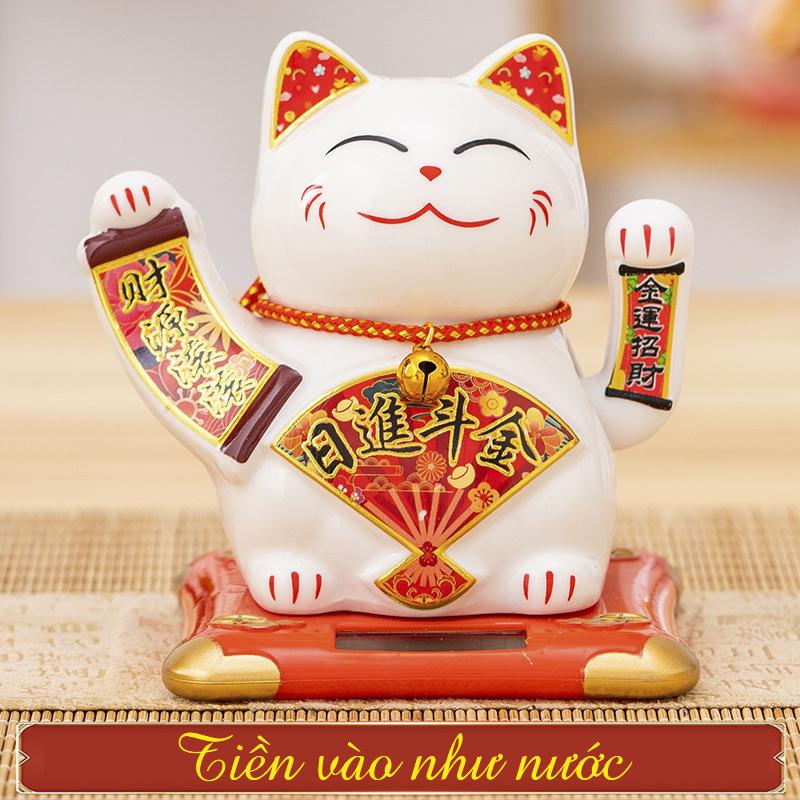 Mèo Thần Tài Vẫy Tay Năng Lượng Mặt Trời Phát Tài Phát Lộc Gốm Sứ Cao Cấp Decor Decor Phòng Trang Trí Nhà