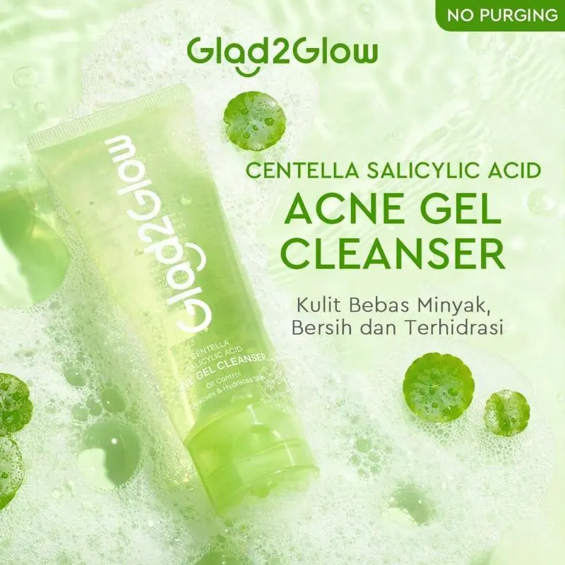Glad2Glow Centella Salicylic Acid Acne Gel Cleanser Facial Wash