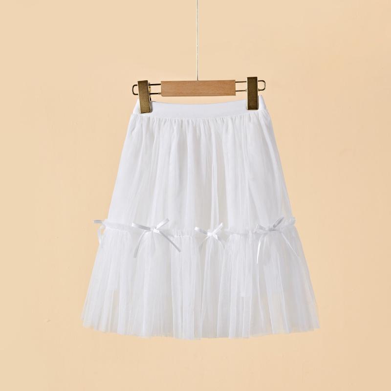 Girls Skirts Fashion Summer Bow Decorated Princess Puffy Mesh Mid-length Skirts Baby Clothes 6