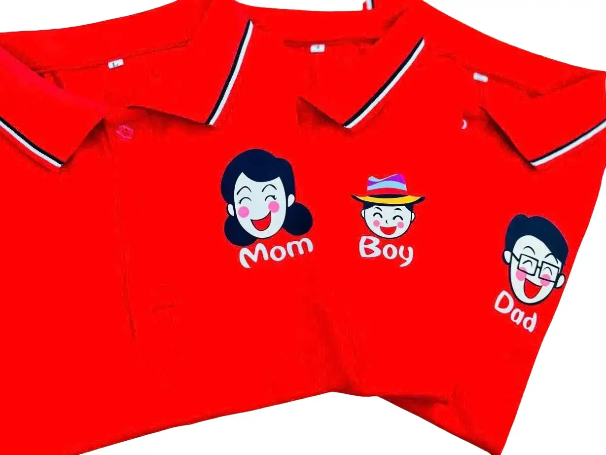 [GIÁ SĨ} áo polo gia đình 3/4/5 người MÀU ĐỎ, áo gia đình cổ trụ mẫu hot Polyester Top Women Cotton Quần Tre Kem