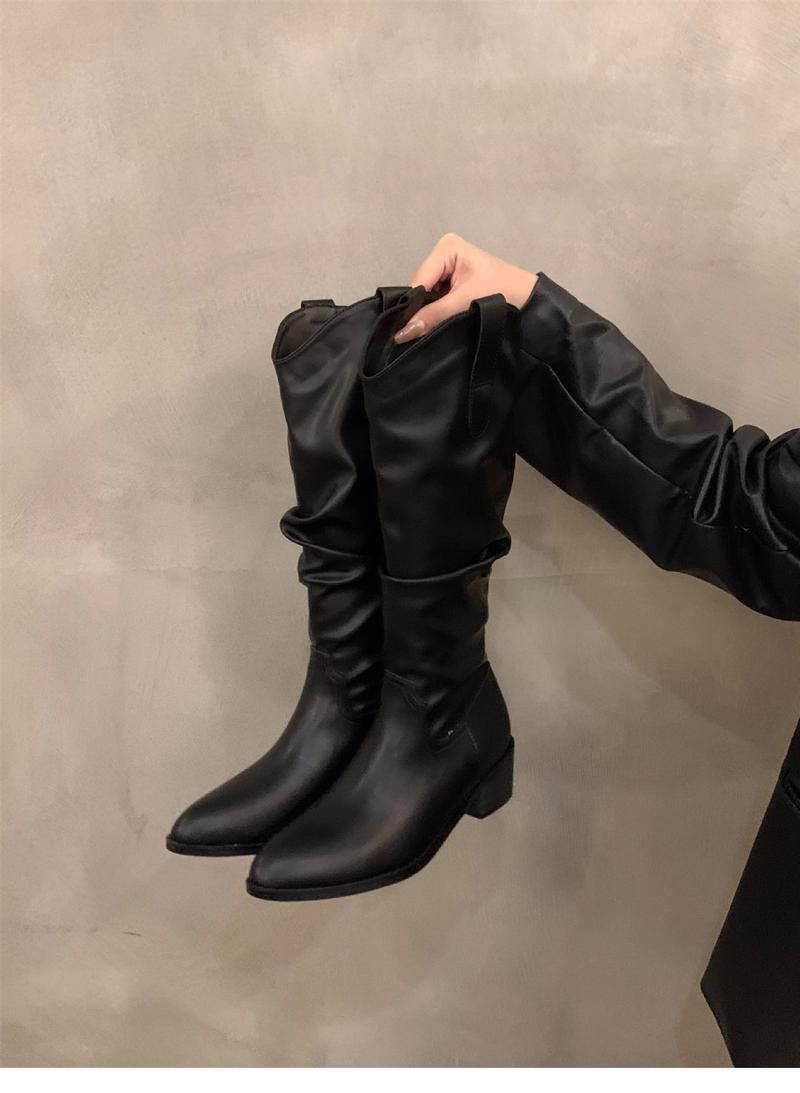 Product Introduction of Bốt Cổ Thấp Gót Chunky, Phong Cách Cọc Cắt Chữ V Màu Nâu Cổ Điển Giày Nữ, Bốt Frye Denim Phương Tây Mũi Nhọn, Thích Hợp Cho Mùa Thu 2024 Shoes Boot Jean 53