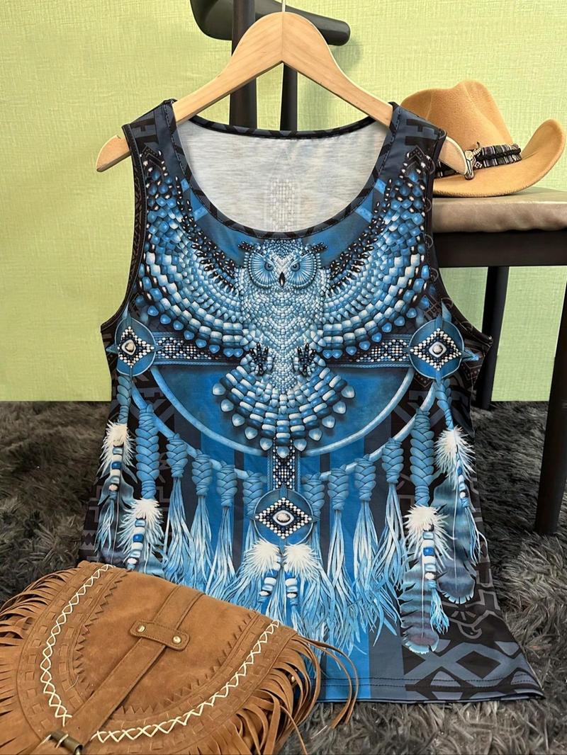 Product Introduction of Women's Ethnic Pattern  Tank Top, Boho Sleeveless Top for Daily Holiday Vacation Wear, Ladies Clothes for All Seasons 3