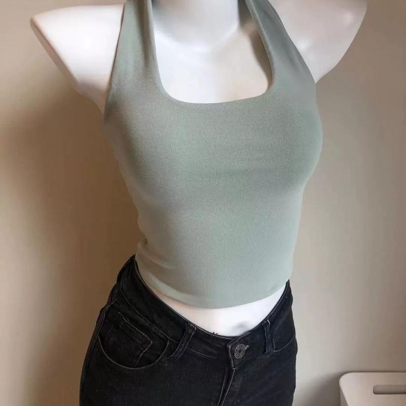 Product Introduction of Áo Vest Cổ Yếm Phong Cách Pháp, Thiết Kế Dễ Thương Và Gợi Cảm, Áo Phông Hở Lưng Vừa Vặn, Áo Ngắn Cropped, Trang Phục Bên Trong Nữ camisole  tops  women áo  cổ  u áo  croptop  nữ  nơ áo  yếm  tràn  viền áo  len  tay  voan 6
