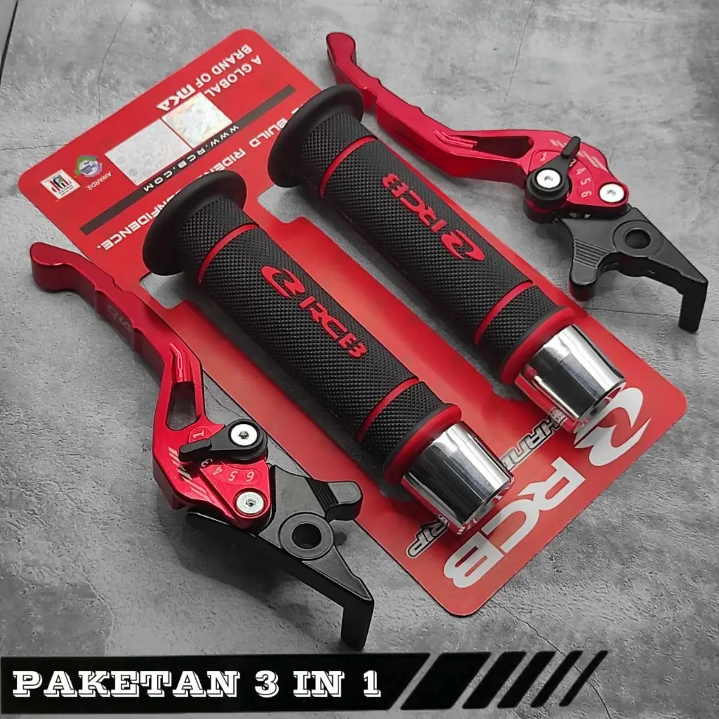 Paket 3in1 Handgrip RCB HG55 Original + Handle Rem Cnc + Jalu Stang Chrome Universal Buat Semua Motor