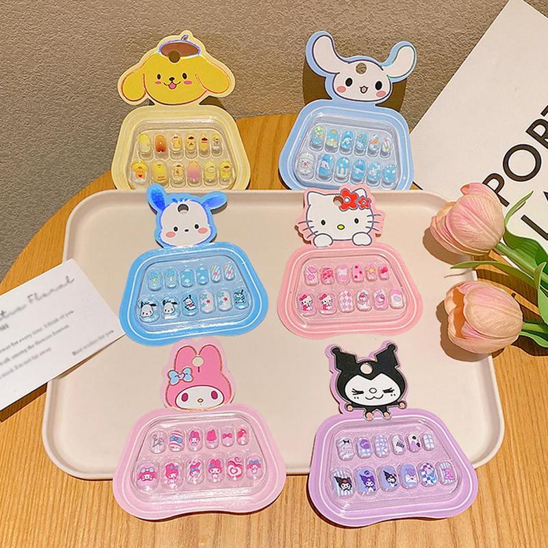 Product Introduction of Kids Wearing Nails Safe Non-Toxic Little Girl Cute Waterproof Manicure Patch Children Kuγomi Cartoon Nail Stickers 31