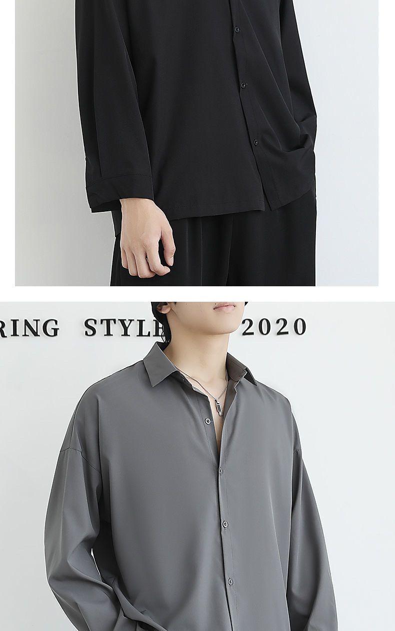 Product Introduction of Áo Sơ Mi Đen, Bộ Đồ Nam, Mỏng Mùa Xuân, Dài Tay, Rộng Rãi Và Thường Ngày, Thiết Kế Xếp Ly Đẹp Trai, Thích Hợp Cho Bé Trai Và Nam, Có Thể Mặc Bên Trong, Không Sắt, Thời Trang, [Shop Bán Chạy] 12