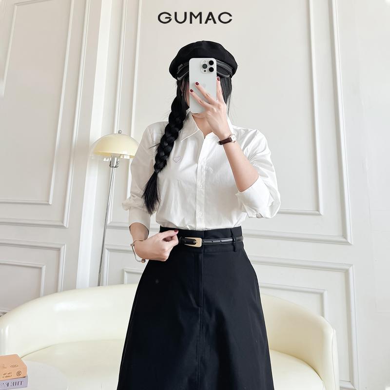 GUMAC - Áo sơ mi basic thêu YAF01056 2