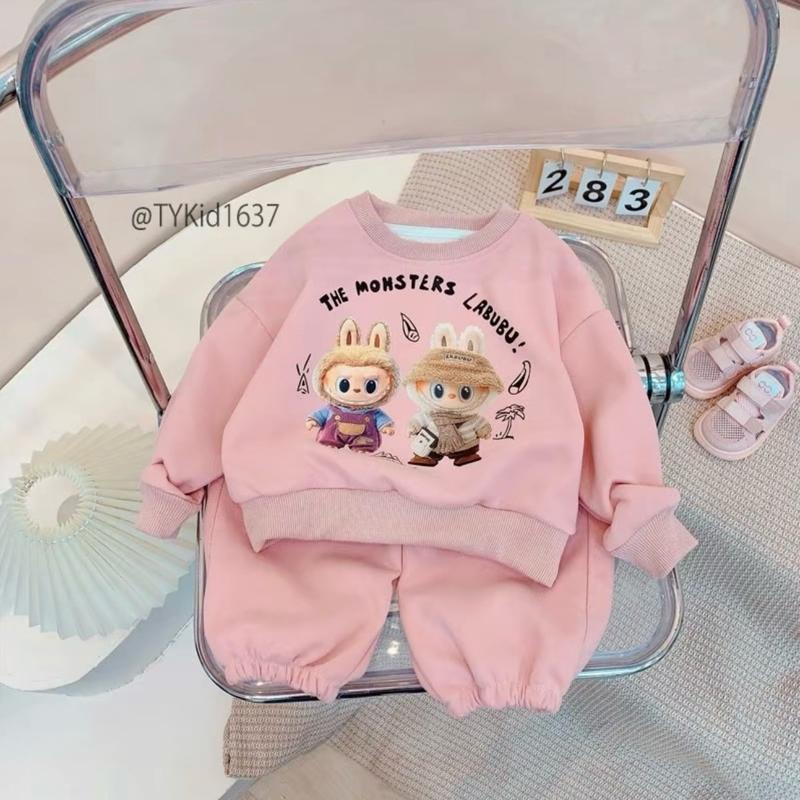 Bộ quần áo labubu thu đông chất liệu nỉ bông cho bé trai,bé gái 8-18kg