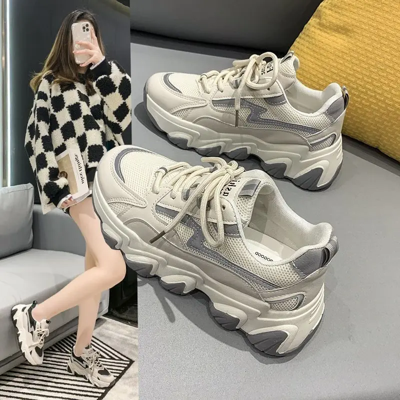 Winer's Dad Shoes Women's Thick Bottom Height Increasing Women Shoes 2023 Spring and Summer New All-Matching Casual Student Sneakers
