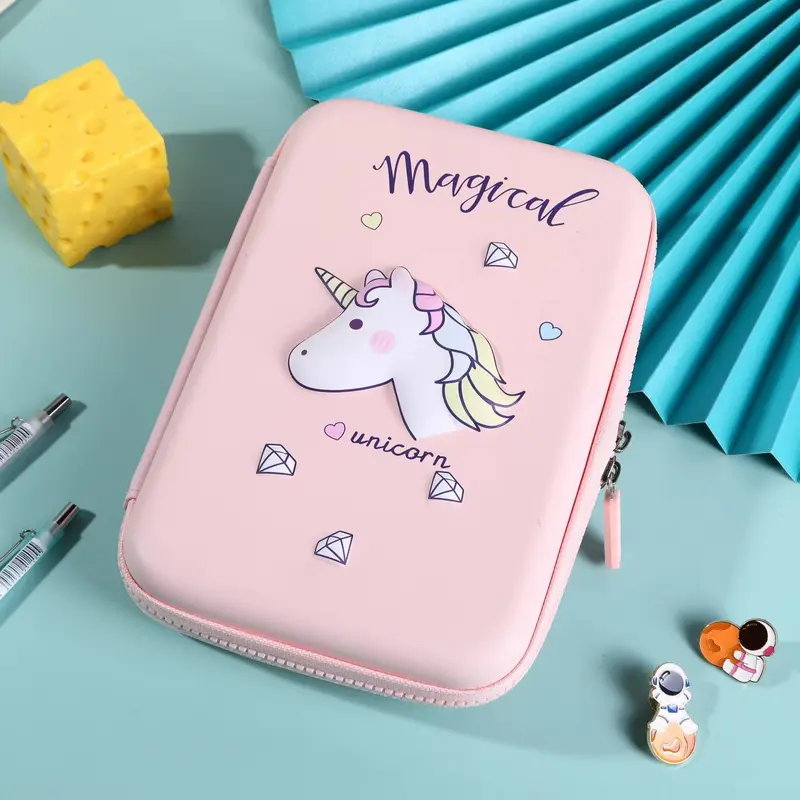 Kotak Tempat Pensil Anak 3D Timbul Impor Hardcase Besar Motif Animal Unicorn Stationery 8