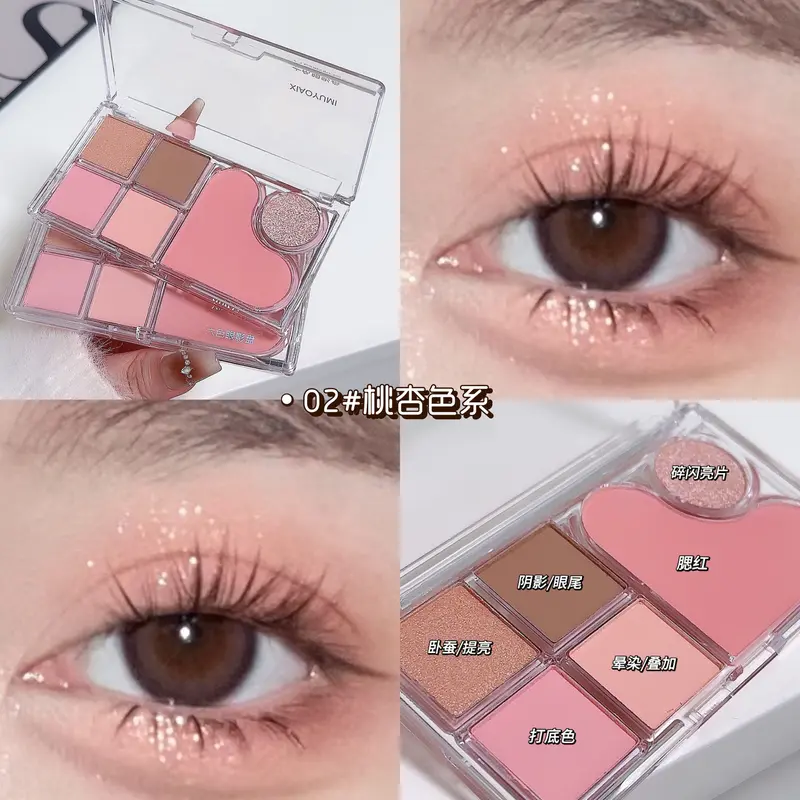 Bảng Phấn Mắt 6 Ô Bắt Sáng Kèm Má Hồng siêu xinh XIAOYUMI (B7) 6