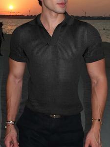 Men's Solid Color Polo Shirt, Regular Fit Casual Short Sleeve Collared Top for Summer, Fashion Men's Clothes for Daily Wear