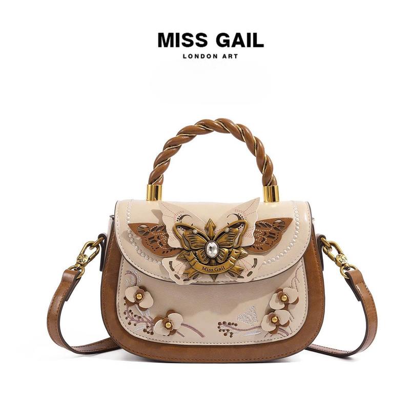 (Full Box) MG 6921 - Túi Xách Nữ Miss Gail Thương Hiệu Cao Cấp, Thiết Kế Thời Trang Thanh Lịch, Họa Tiết Bướm, Khóa Đồng, Dây Da, Phiên Bản 2025, Túi Đeo Vai Đa Năng Đi Chơi Cafe Dạo Phố, Bags, Giá Rẻ, Sale