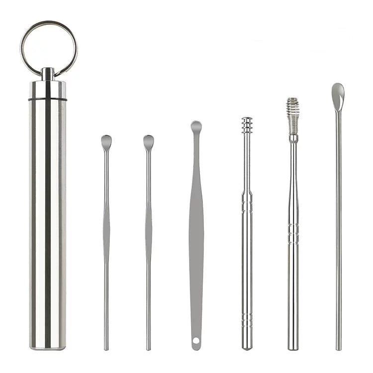 Product Introduction of AZAHRA KOREK KUPING STAINLESS 6in1 PLUS WADAH TABUNG ALAT PEMBERSIH TELINGA EAR CLEANER KOTORAN SET 4
