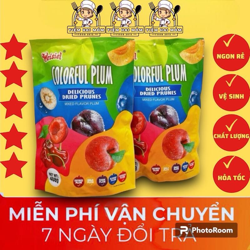 MUA 3 TẶNG 1 COMBO 4 BỊCH LỚN Ô Mai Trái Cây Mix 6 Vị COLORFUL PLUM Bịch 408g Chua Chua Ngọt Ngọt Mặn Mặn Giòn Thơm Siêu Ngon